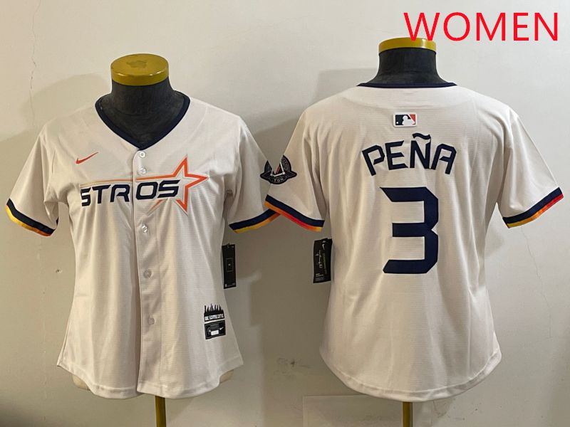 Women Houston Astros 3 Pena Cream Three generations Joint Name 2025 Nike MLB Jersey style 11